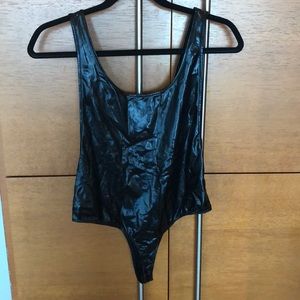 Faux leather bodysuit